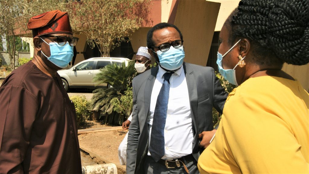 Dr Obi Adigwe welcoming Dr (Sen) Adeleke Mamora to NIPRD